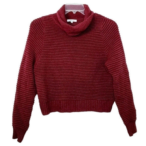 GORGEOUS Madewell Merino Wool Blend Burgundy Red Turtleneck Sweater Sz XS - Picture 1 of 5